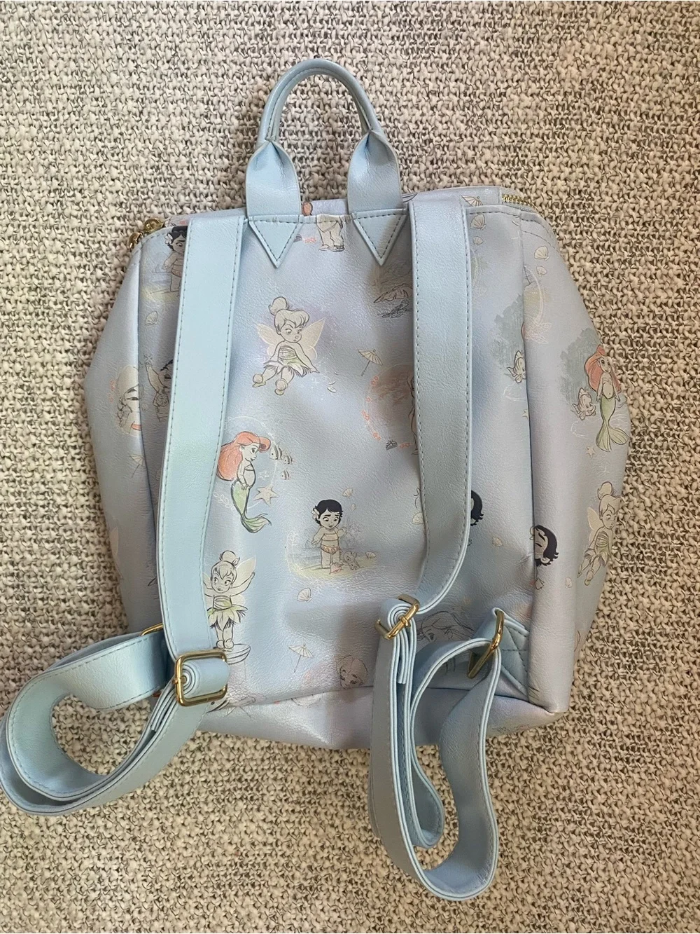 Disney Store Animators Collection Backpack Faux Leather Blue Baby Princess Ariel